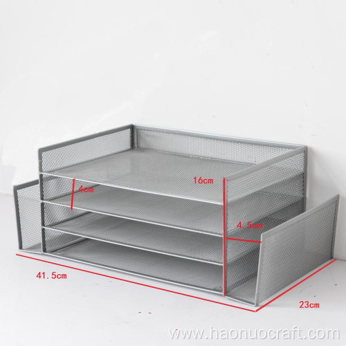 Soporte de varios niveles de almacenamiento de escritorio de cajón de metal de dos capas